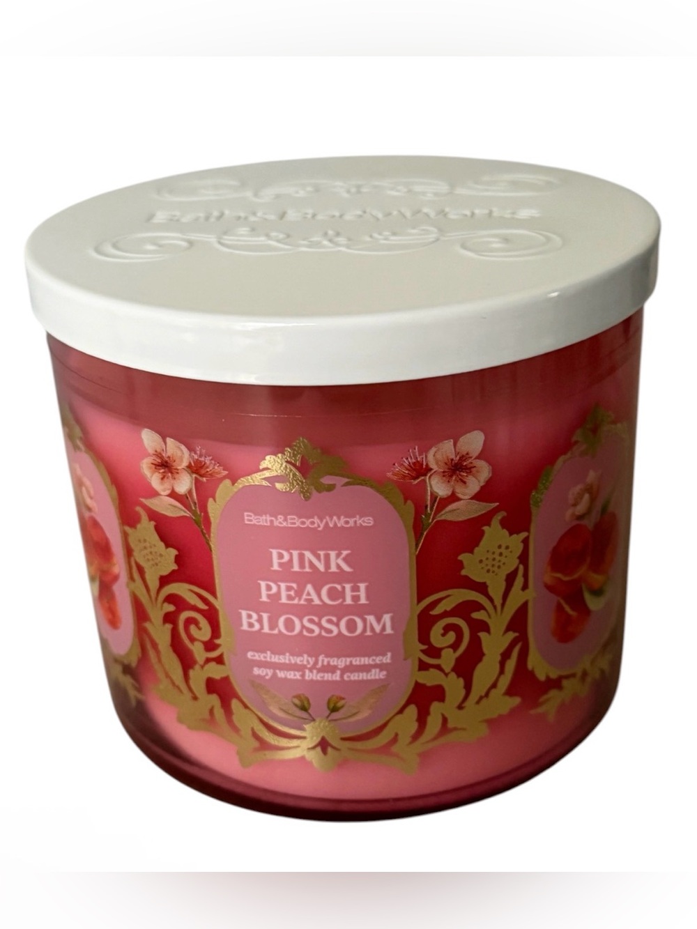 BBW Pink Peach Blossom 3 Wick Candle
